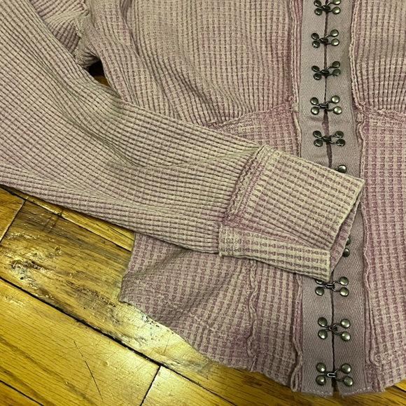 NEW FREE PEOPLE We The Free Cherry Girls Night Thermal Hoodie Sweater Pink XS - Picture 13 of 14